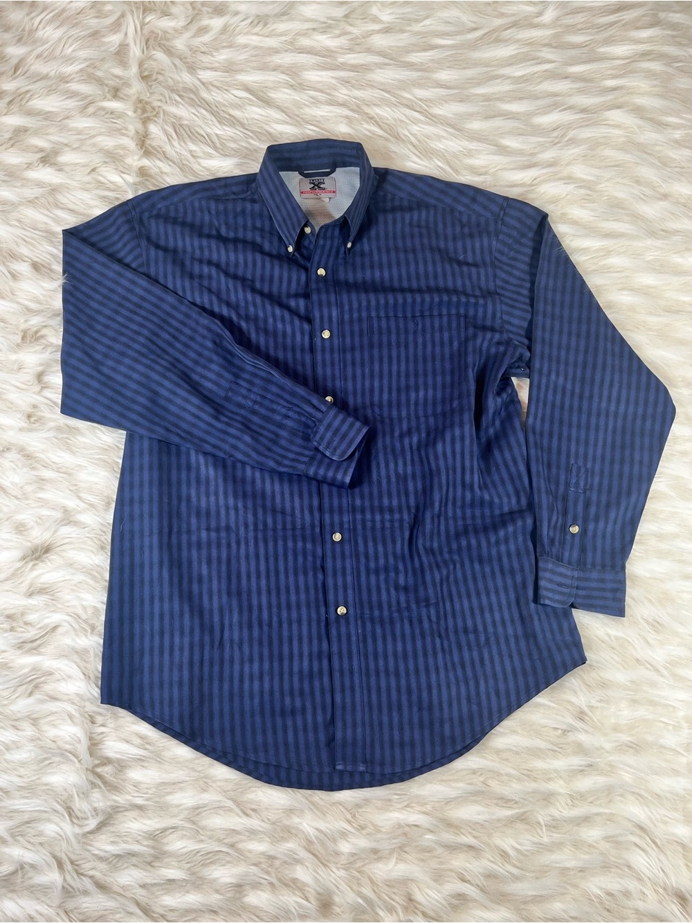 Wrangler 20X Performace Western Shirt Men's L Blue Stripe